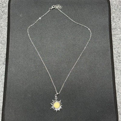 Tootie Ott Designs Fashion Pendant ''SUN W/ STONE'' Silver Tone Adj. Chain (12 )