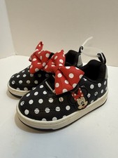 Disney Toddler Size 5 Minnie Mouse Shoes Red Bow Black White Polka Dot