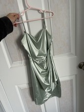 women’s sage green satin party dress