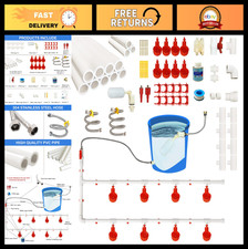 Automatic Chicken Waterer System - Complete PVC Pipeline  Stainless Steel Cups,
