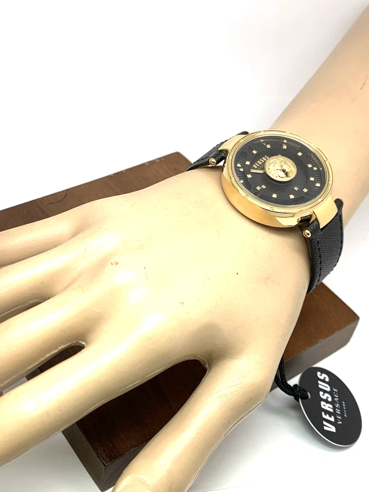 Versus by Versace Women's Watch VSPHH1121 Black Dial Gold Case Leather Band 38mm - Image 4 of 4