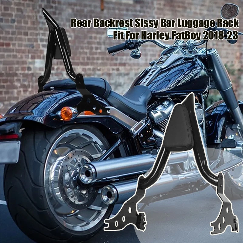 Respaldo de pasajero Sissy Bar desmontable con almohadilla apta para Harley FatBoy Breakout Foto 3 de 4