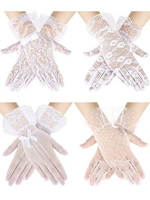 Bencailor 4 Pairs Women Lace Gloves Wedding Tea Party Gloves Novel