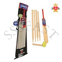 4 Kids Cricket Set Rubber Grip Wooden Bat / 4 Stumps / Bails and Soft Ball EACH