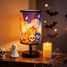 Halloween Pumpkin Table Lamp LED 3 Color Dimmable USB Night Light Decor