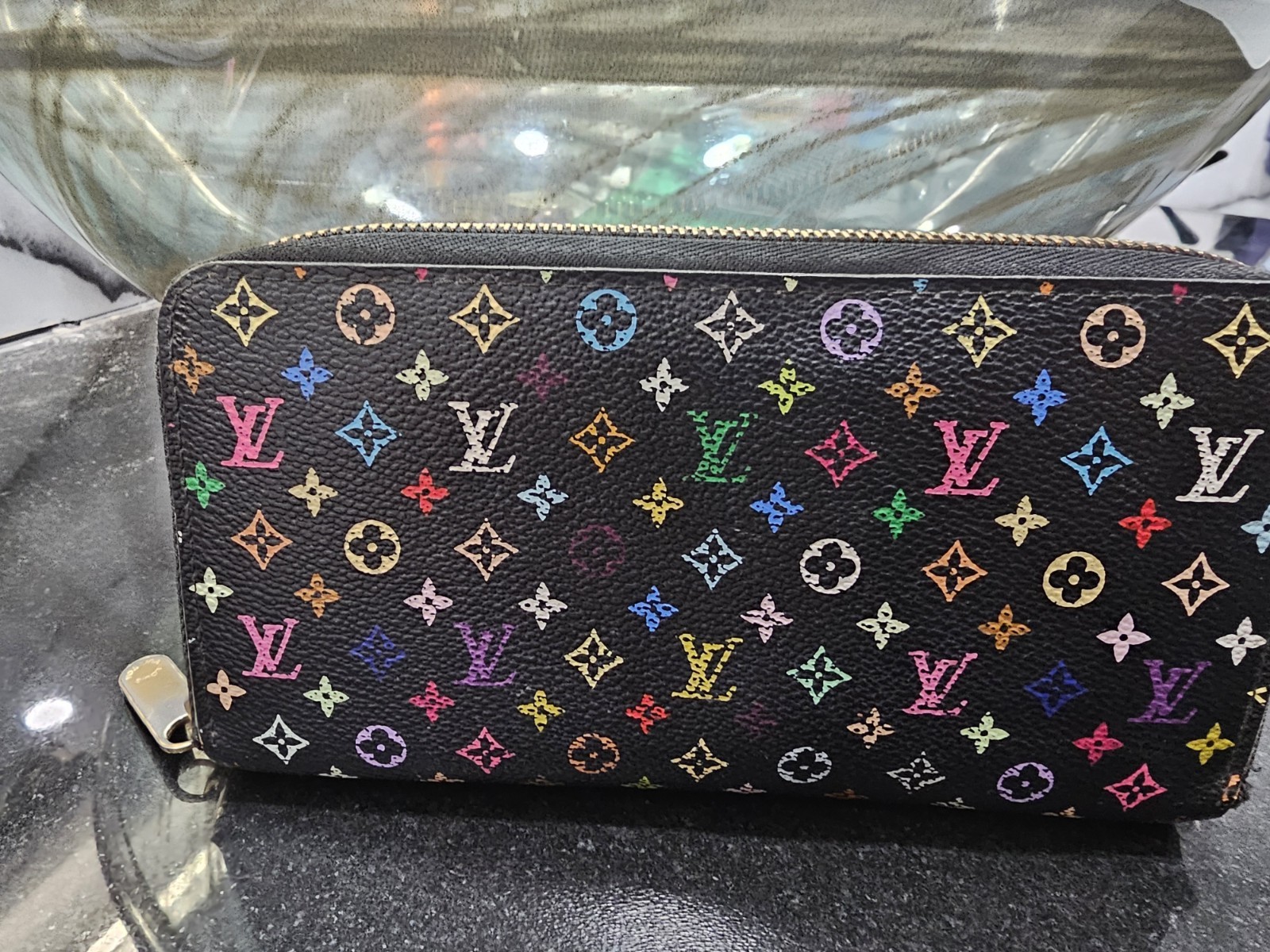 LOUIS VUITTON  Monogram Multicolor Takashi Murakami Zippy Long Wallet*Black