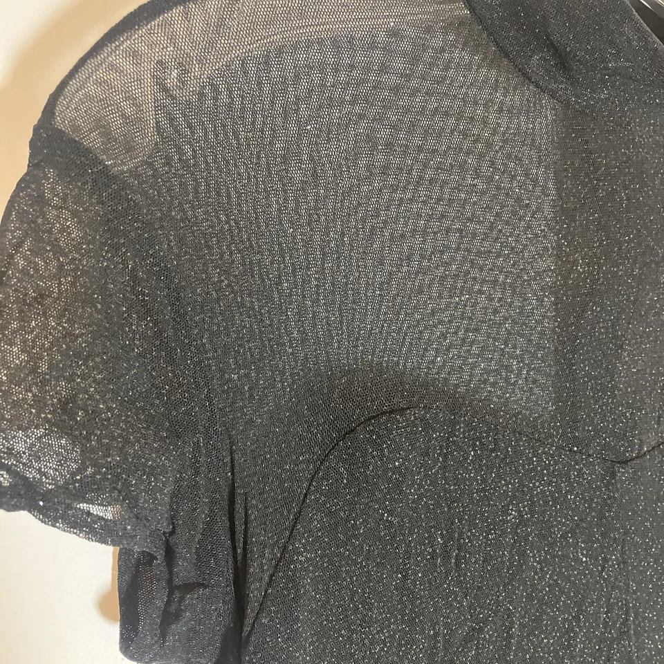 VINTAGE Zum Zum Dress Womens 9-10 Black Glitter Mesh Mock Neck Skater 90s Y2K M - Image 4 of 4