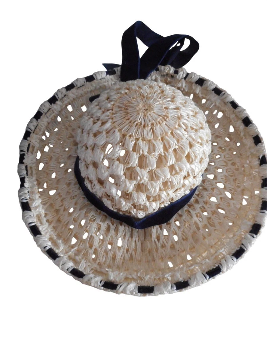 Ivory Wide Brim Straw Vintage Hats for Women for sale | eBay display picture 3