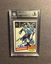 1980-81 Topps #67 M.Goulet RC. signed.QUE Nordiques Auto.BAS Autograph HOF