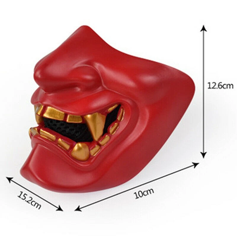 Tactical Mask Half Face Airsoft Cosplay Devil Samurai Halloween Party Outdoor CS - Image 4 of 4