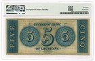 1800's $5 The Citizens' Bank - New Orleans, LOUISIANA Note PMG Gem 65 EPQ — photo 2