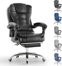 Executive High Back Office Chair PU Leather Recliner w/ Footrest Rocking Swivel