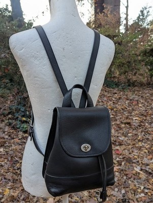 COACH Vintage 9960 Black Leather Small Backpack Daypack Purse Bag