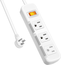 Power Strip Surge Protector Flat Plug, 3 Foot Extension Cord 3 Prong, 3 Outlets,