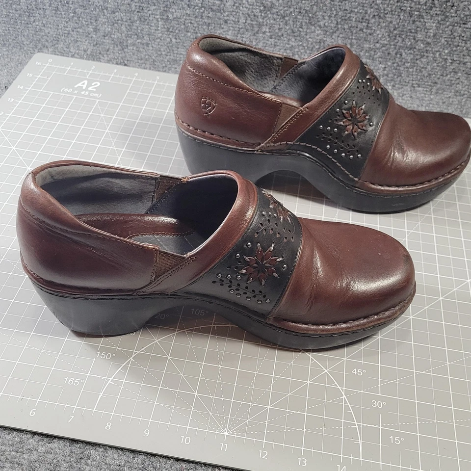 Ariat Shoes Womens Size 10 Leather Slip On Comfort Clog Floral 10008681 - Image 2 of 4