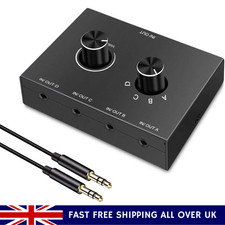 3.5mm Stereo Audio Switcher 2/4 Way Bi-Directional Splitter Box with Mute Button