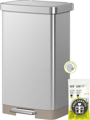 EKO Hudson Matte Stainless 75 Liter/20 Gallon Step Trash Can with Rear Trash Bag