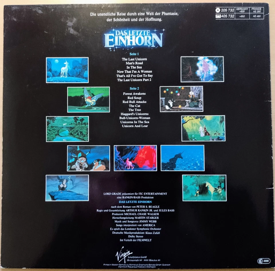 LP Das LETZTE EINHORN Soundtrack AMERICA The  Last Unicorn neuwertig prof. ger. - Bild 2 von 3