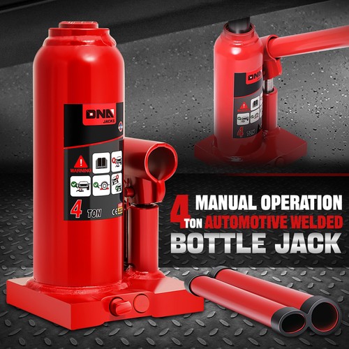4 Ton(8818.5lb) Auto Car Repair Manual Handle Hydraulic Welded Bottle Jack Red - 第 1/6 張圖片