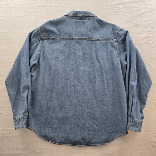 Vintage LEVIS Y2K Denim Shirt Blue Silver Button Workwear Mens X-tra Large XL - Picture 2 of 6