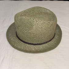 Capas Fedora Straw Classic Vent Natural Fiber Godfather Hat Green Med NEW