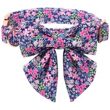 Floral Dog Collar Sailor Bow Spring Wildflowers Daisy Small 1016 Inch