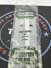 Evergreen Scale. Polystyrene Strips. 14" 243 Half Round .100. (3)