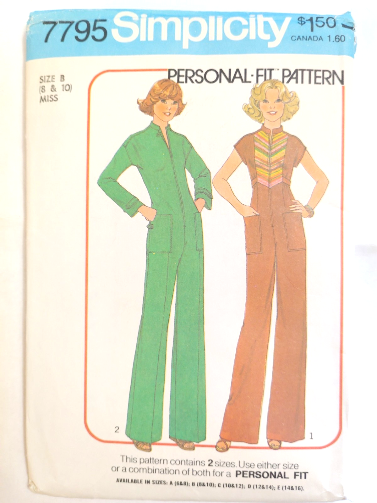 Jumpsuit One Piece Pants Top 8 10  Simplicity 7795 Sewing Pattern VTG Pockets-image