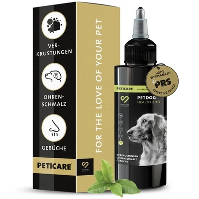 Peticare Ohrenreiniger für Hunde | löst Schmutz & Verkrustungen | 100 ml
