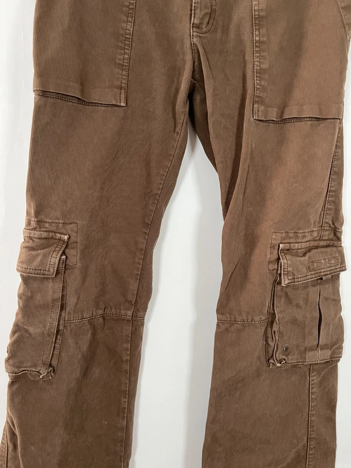 Брюки-карго Poleci Y2k вельветовые 90-е расслабленный крой богемное уличная одежда универсальные коньки - Изображение 4 из 4