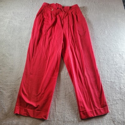 Condor Chino Pants Womens Juniors Size 7 Red Pleated Twill Straight Leg Casual