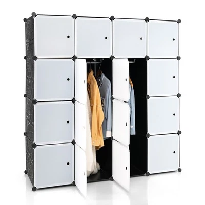 GAINOOM Portable Clothes Storage Organizer 16 Cubes Wardrobe Closet Combination Armoire