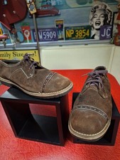 VTG Mid-century 1960s 70s Brown Suede Lace-up Hippie Shoes Boho Womens 8.5 Men 7