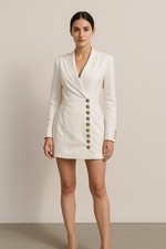 Fashion Nova Blazer Dress Womens S Off White Boss Lady Office Siren Party Formal
