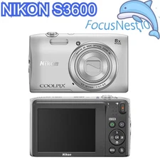 Nikon COOLPIX S3600 Digital Camera 20.1MP 8xOptical Zoom with Accessories Silver
