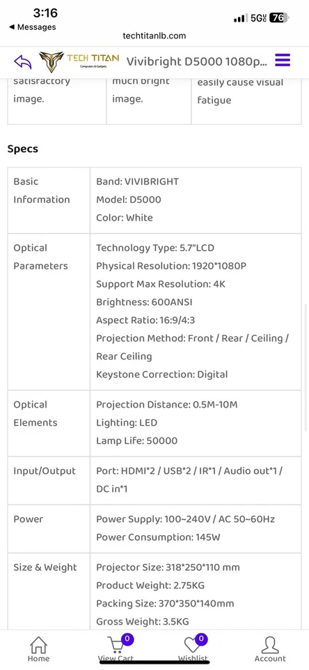 Vivibright 1080p Projector - Image 3 of 4