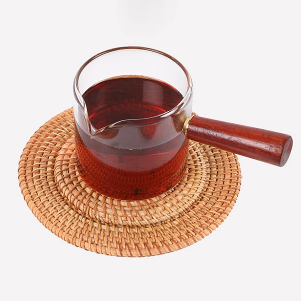 Rattan Coaster Teapot Coaster Non Slip Handwoven Pot Holder for Hot Pans Drink - Image 2 of 4