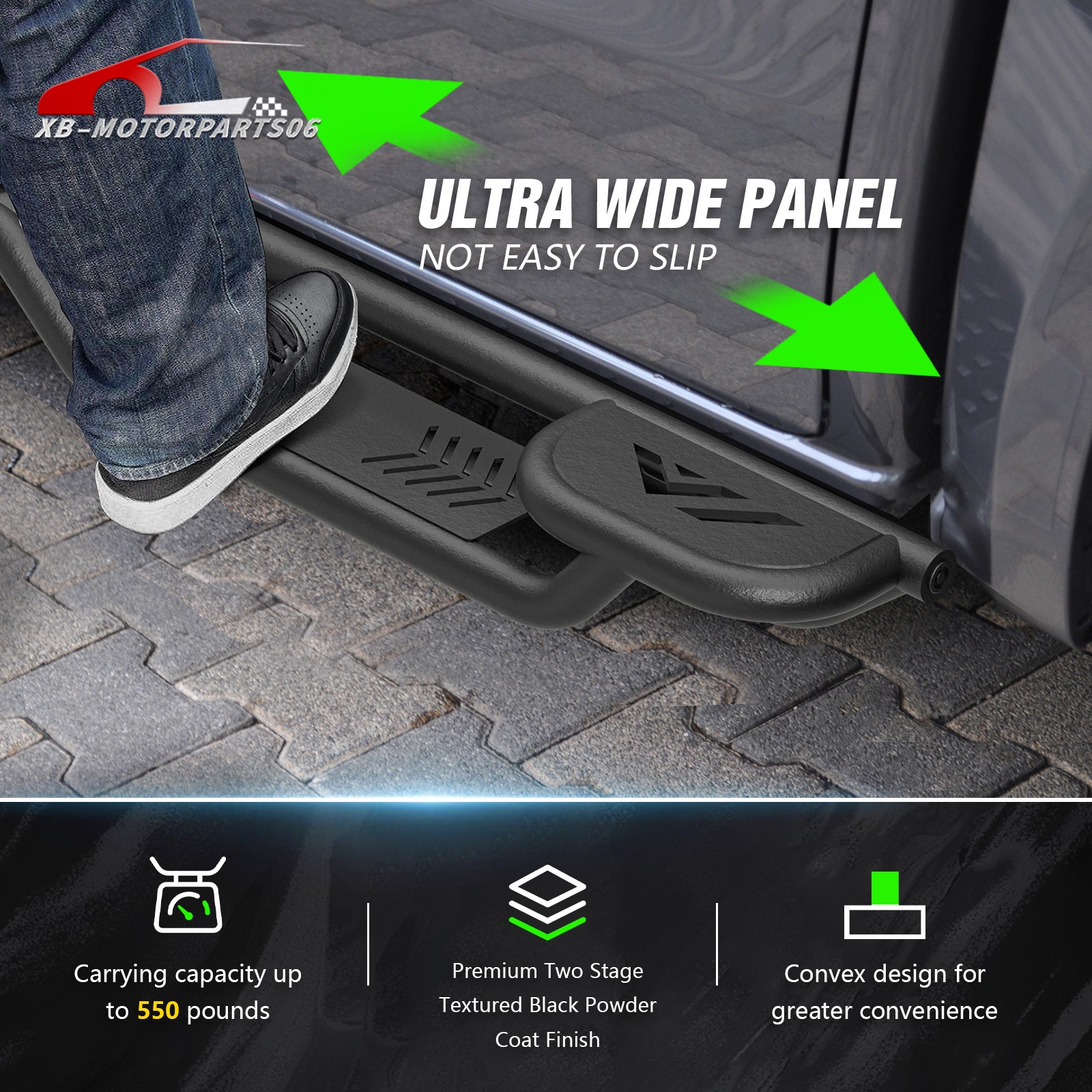 Three Raised Steps Running Boards For 2024 2025 Toyota Tacoma Double & Crew Cab