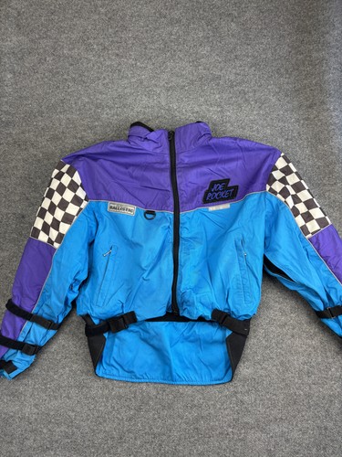 Vintage Joe Rocket Ballistic Jacket Blue Purple Checkered Mens Large Racing Moto