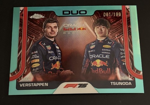 Topps 2025 Chrome Formula 1 Max Verstappen/Yuki Tsunoda F1 Duos Aqua #164 /199