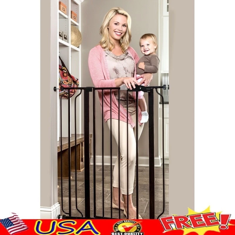 US Tall Baby Safety Gate Walk Thru Pressure Mounted Doorway Stairway Pets Gate