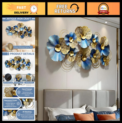 Extra Large 3D Metal Flower Wall Art - Layered Texture Decor for Indoor/Outdoor,