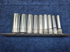 Sk Tools Usa 9 Pc. Sae 14 Drive 449 Series 12-point Deep Socket Set Used