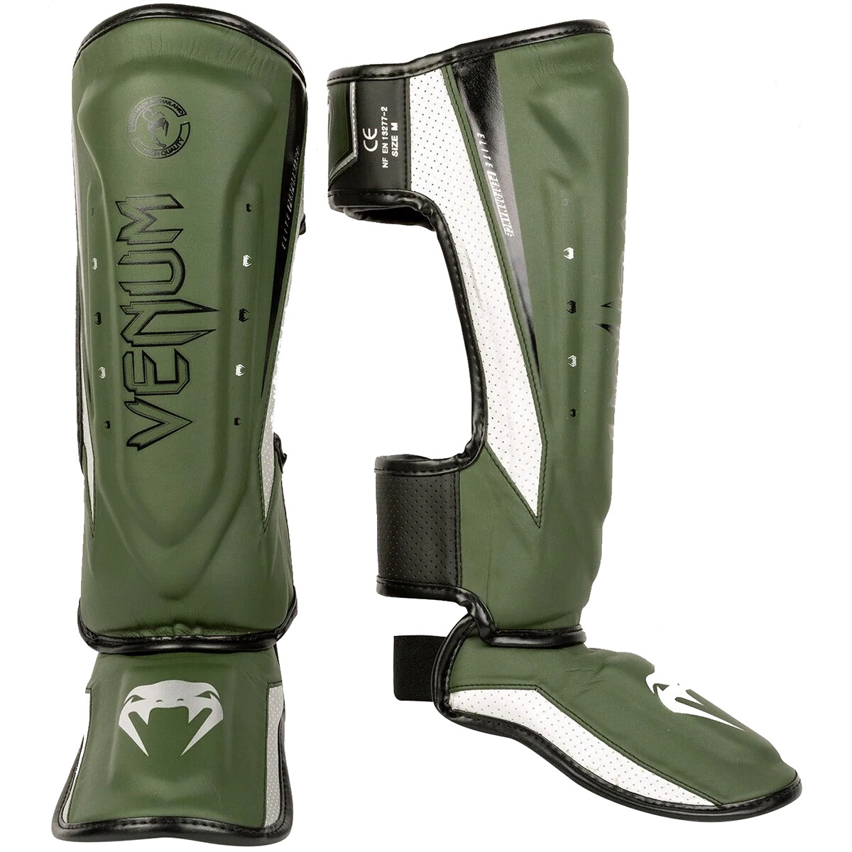 Venum Elite Evo Protective Shin Instep Guards - Khaki/Silver | eBay