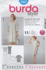 Burda Schnittmuster 7060 Kleid & gefütterter Mantel Hochzeit Gr. 10 - 22 Petite NEU