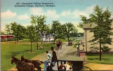 Greenfield Village Stagecoach-Dearborn, Michigan-Vintage Linen Postcard