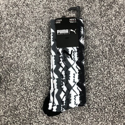 Puma Basketball Men 5 PAIRS Crew Socks Black Sz Sock 10-13/Shoe 6-12 P116547-107
