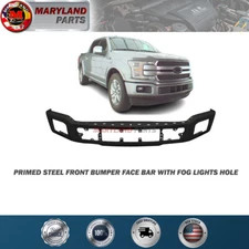 For 2018-2020 Ford F150 Primed Steel Front Bumper Face Bar with Fog Lights Hole