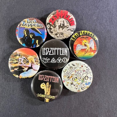 Led Zeppelin 1'' Button Pin Set Classic Hard Rock 70's Jimmy Page Stairway