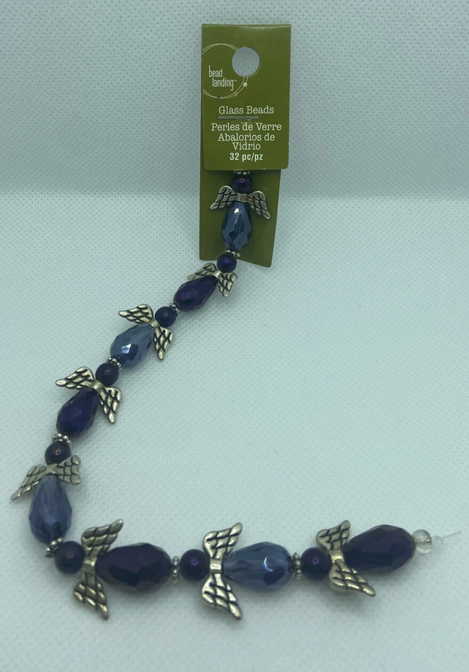 Cuentas Aterrizaje Púrpura Pequeño Vidrio y Metal Ángel Semipreciosas Moda Cuentas NUEVO Foto 2 de 3